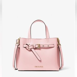 Michael Kors emelia satchel + jet set small wallet in powder blush.